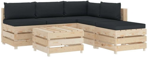 6-piece garden sofa made of pallets + anthracite cushions 3051770 3051770 - Garden Furniture - Main image