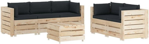 6-piece pallet garden sofa + anthracite cushions 3051773 3051773 - Garden Furniture - Main image