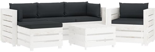 6-piece garden sofa made of pallets + anthracite cushions 3051901 3051901 - Garden Furniture - Main image