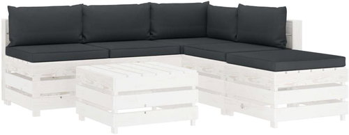 6-piece garden sofa made of pallets + anthracite cushions 3051908 3051908 - Garden Furniture - Main image