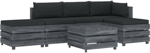 6-piece garden sofa made of pallets + anthracite cushions 3052036 3052036 - Garden Furniture - Main image
