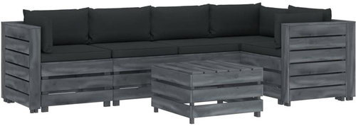 6-piece Garden Sofa made of Pallets + Anthracite Cushions 3052040 3052040 - Garden Furniture - Main image