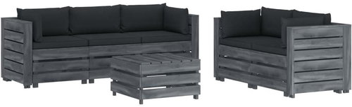 6-piece Garden Sofa made of Pallets + Anthracite Cushions 3052049 3052049 - Garden Furniture - Main image