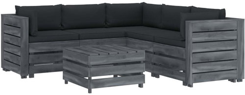 6-piece Garden Sofa made of Pallets + Anthracite Cushions 3052050 3052050 - Garden Furniture - Main image