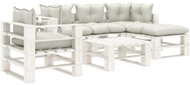 6-piece garden sofa made of pallets + beige wood cushions 3052430 3052430 - Garden Furniture