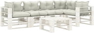 6-piece garden sofa made of pallets + beige wood cushions - Garden Furniture