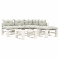 6-piece garden sofa made of pallets + beige wood cushions 3052437 3052437 - Garden Furniture
