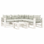 6-piece garden sofa made of pallets + beige wood cushions 3052442 3052442 - Garden Furniture