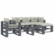 6-piece garden sofa made of pallets + beige wood cushions 3052574 3052574 - Garden Furniture