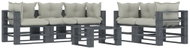 6-piece garden sofa made of pallets + beige wood cushions 3052585 3052585 - Garden Furniture