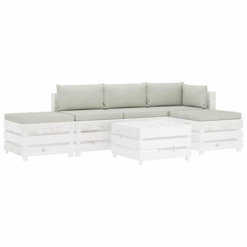 6-piece garden sofa made of pallets + beige wood cushions 3051944 3051944 - Garden Furniture - Main image