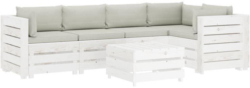 6-piece garden sofa made of pallets + beige wood cushions 3051948 3051948 - Garden Furniture - Main image