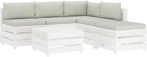 6-piece garden sofa made of pallets + beige wood cushions 3051954 3051954 - Garden Furniture - Main image