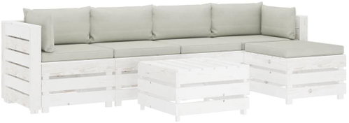 6-piece garden sofa made of pallets + beige wood cushions 3051955 3051955 - Garden Furniture - Main image
