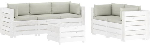 6-piece garden sofa made of pallets + beige wood cushions 3051957 3051957 - Garden Furniture - Main image