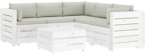 6-piece garden sofa made of pallets + beige wood cushions 3051958 3051958 - Garden Furniture - Main image