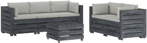 6-piece Garden Sofa made of Pallets + Beige Cushions Wood 3052095 3052095 - Garden Furniture - Main image