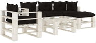 6-piece garden sofa made of pallets + black cushions wood 3052358 3052358 - Garden Furniture