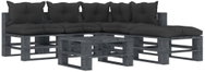 6-piece garden sofa made of pallets + black cushions wood 3052509 3052509 - Garden Furniture