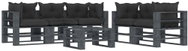 6-piece garden sofa made of pallets + black cushions wood 3052513 3052513 - Garden Furniture