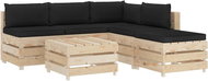 6-piece garden sofa made of pallets + black cushions wood 3051747 3051747 - Garden Furniture
