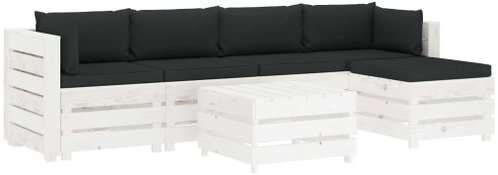 6-piece garden sofa made of pallets + black cushions wood 3051886 3051886 - Garden Furniture - Main image