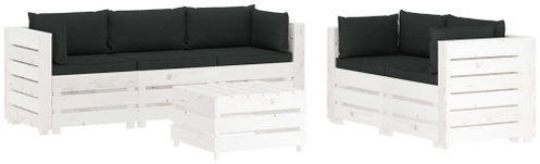 6-piece Garden Sofa made of Pallets + Black Cushions Wood 3051888 3051888 - Garden Furniture - Main image
