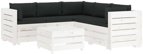 6-piece garden sofa made of pallets + black cushions wood 3051889 3051889 - Garden Furniture - Main image