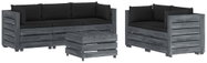 6-piece Garden Sofa made of Pallets + Black Cushions Wood 3052026 3052026 - Garden Furniture