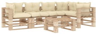 6-piece garden sofa made of pallets + cream pillows wood 3052311 3052311 - Garden Furniture