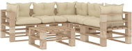 6-piece garden sofa made of pallets + cream pillows wood 3052322 3052322 - Garden Furniture