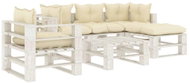 6-piece garden sofa made of pallets + cream pillows wood 3052454 3052454 - Garden Furniture