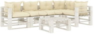 6-piece garden sofa made of pallets + cream pillows wood 3052455 3052455 - Garden Furniture
