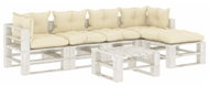 6-piece garden sofa made of pallets + cream pillows wood 3052462 3052462 - Garden Furniture