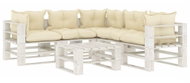 6-piece garden sofa made of pallets + cream pillows wood 3052466 3052466 - Garden Furniture