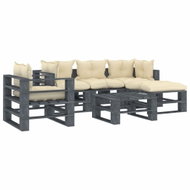6-piece garden sofa made of pallets + cream pillows wood 3052598 3052598 - Garden Furniture