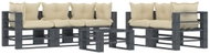 6-piece garden sofa made of pallets + cream pillows wood 3052609 3052609 - Garden Furniture