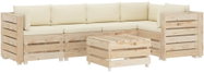 6-piece garden sofa made of pallets + cream pillows wood 3051833 3051833 - Garden Furniture