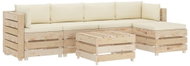 6-piece garden sofa made of pallets + cream pillows wood 3051840 3051840 - Garden Furniture
