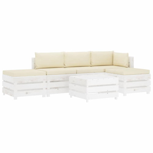 6-piece garden sofa made of pallets + cream pillows wood 3051967 3051967 - Garden Furniture - Main image
