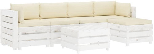 6-piece garden sofa made of pallets + cream pillows wood 3051978 3051978 - Garden Furniture - Main image