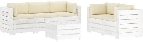 6-piece garden sofa made of pallets + cream pillows wood 3051980 3051980 - Garden Furniture - Main image