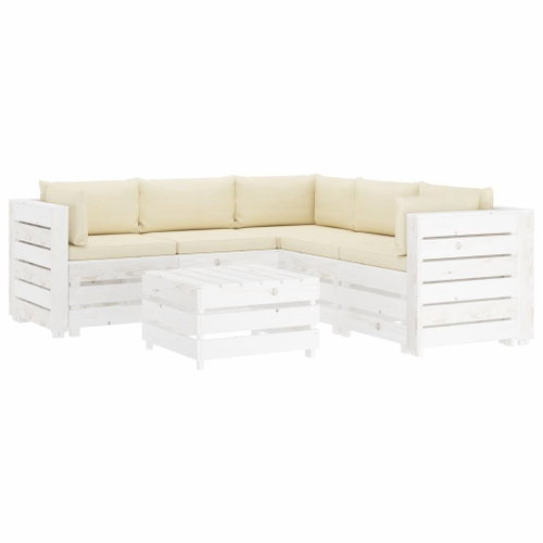 6-piece garden sofa made of pallets + cream pillows wood 3051981 3051981 - Garden Furniture - Main image