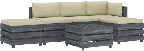 6-Piece Garden Sofa Set made from Pallets + Cream Cushions 3052105 3052105 - Garden Furniture - Main image