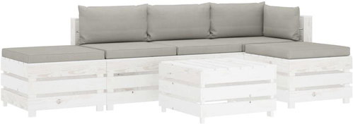 6-piece garden sofa made of pallets + taupe pillows wood 3051921 3051921 - Garden Furniture - Main image