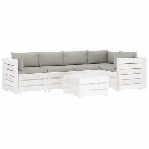 6-piece garden sofa made of pallets + taupe pillows wood 3051925 3051925 - Garden Furniture - Main image