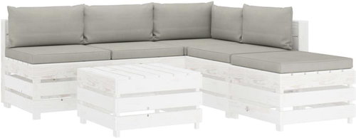 6-piece garden sofa made of pallets + taupe pillows wood 3051931 3051931 - Garden Furniture - Main image