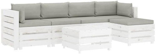6-piece garden sofa made of pallets + taupe pillows wood 3051932 3051932 - Garden Furniture - Main image