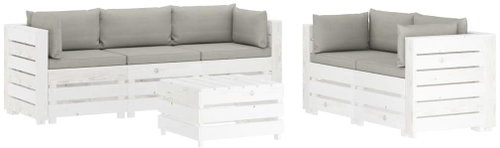 6-piece garden sofa made of pallets + taupe pillows wood 3051934 3051934 - Garden Furniture - Main image