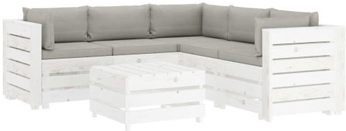 6-piece garden sofa made of pallets + taupe pillows wood 3051935 3051935 - Garden Furniture - Main image